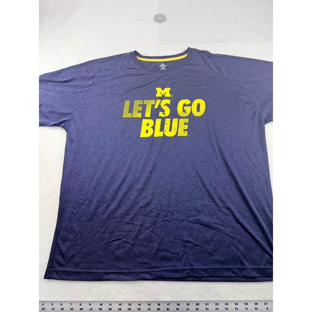 Knights Apparel Michigan Wolverines Mens 2XL Navy Lets Go Blue T-Shirt NCAA